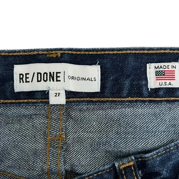 REDONE Originals High Rise Straight Leg Crop Jeans Dark Wash Denim Size 27 - Picture 6 of 10